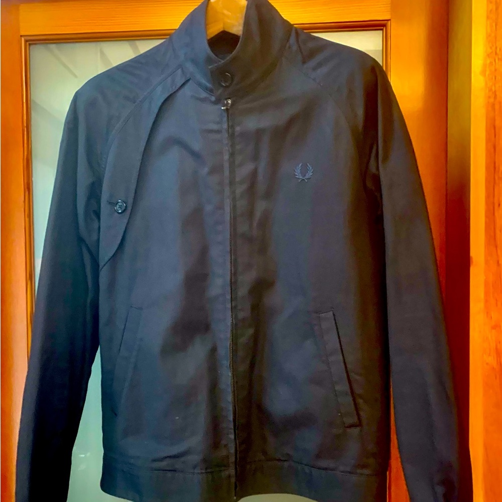 Fred Perry all cotton Men’s black bomber jacket, medium size.
